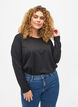 Bluse med struktur i A-snitt, Black, Model image number 0