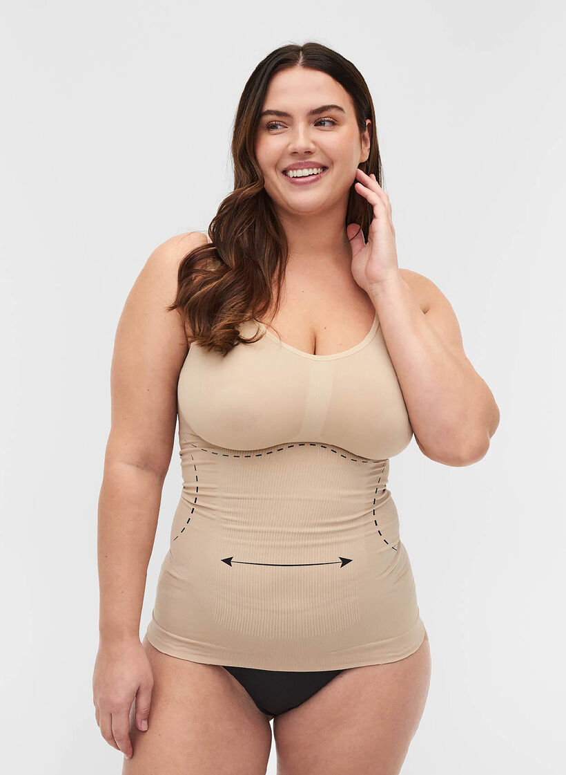 Shapewear topp med brede stropper, Beige, Model image number 0