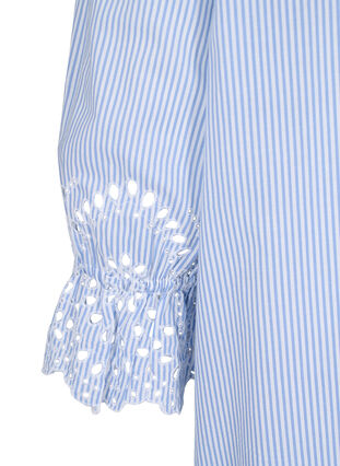 Bomullskjole med striper og broderi anglaise, Blue Stripe, Packshot image number 3