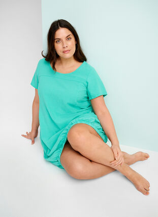 Zizzi Kortermet kjole i bomull, Grønn, Image image number 0