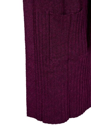 Zizzi Lang cardigan med lommer, Potent Purple Mel., Packshot image number 3