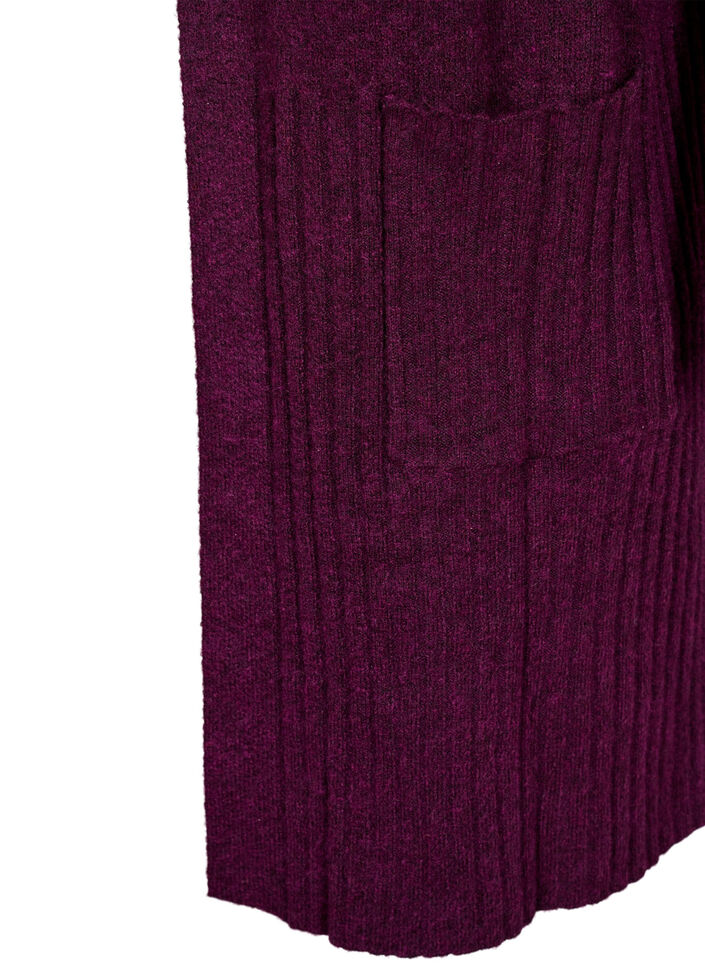 Lang cardigan med lommer, Potent Purple Mel., Packshot image number 3