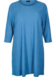 Kjole med tekstur og 3/4 ermer, Copen Blue
