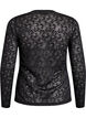 Bluse med blonder, rund hals og slim fit, Svart, Packshot image number 1