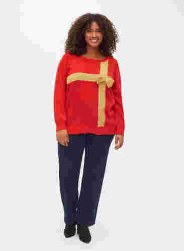 Julegenser med lurex, Red W/gold lurex, Model image number 2