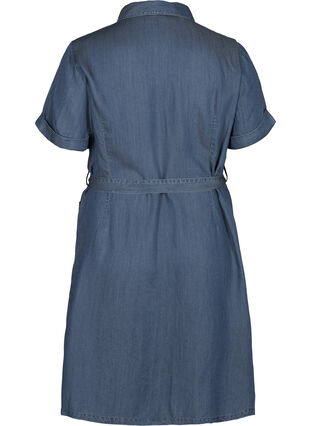 Kortermet kjole i lyocell, Blue denim , Packshot image number 1
