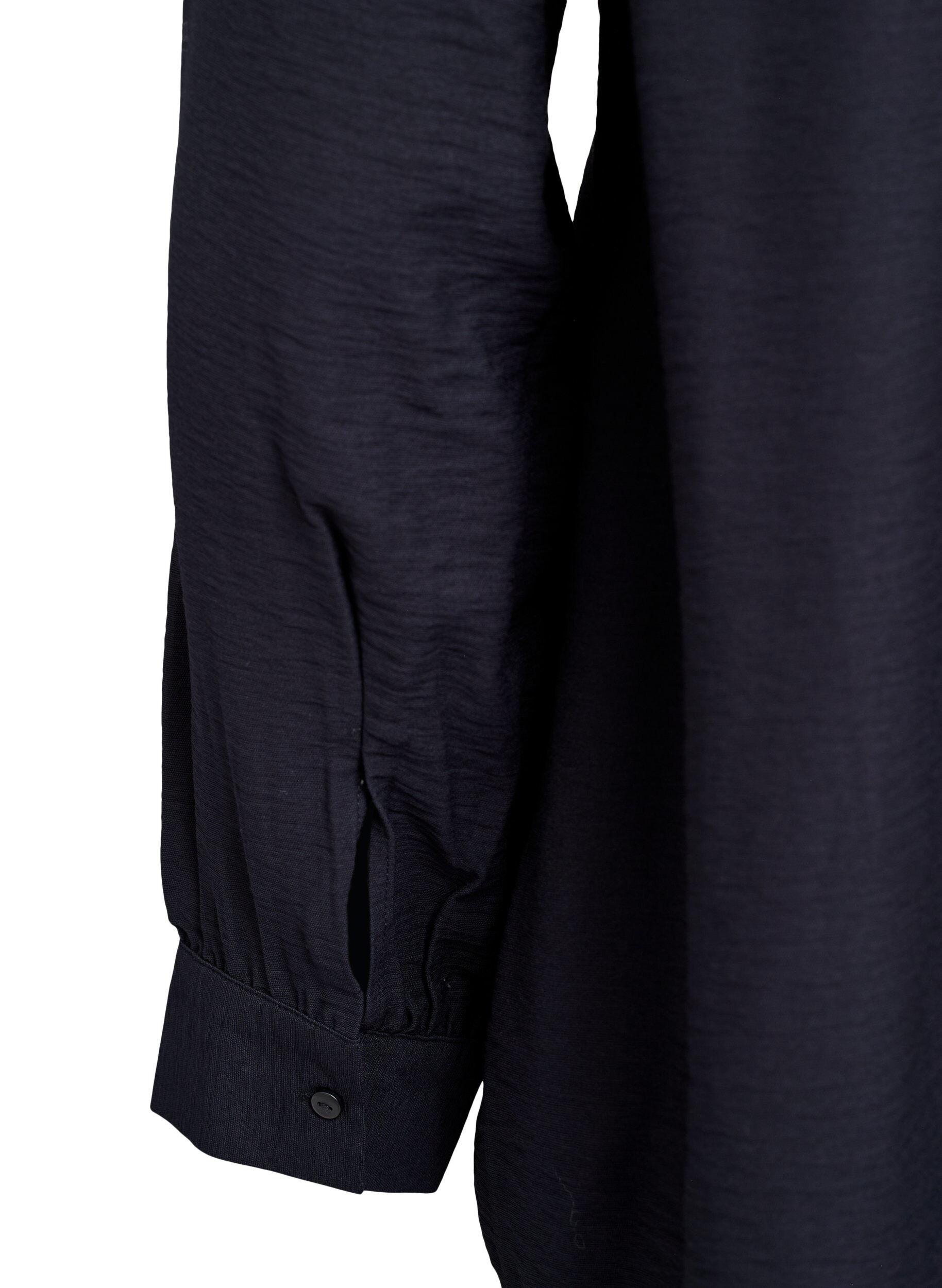 Zizzi Viskoseskjorte med A-linjeform, Svart, Packshot image number 3