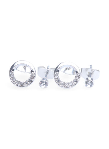 2 stk. øreringer, Silver, Packshot image number 1