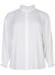 Skjortebluse med volangdetaljer, Bright White