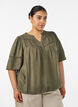 Viskosebluse med legg og ballongeffekt, Gr&oslash;nn, Model image number 0