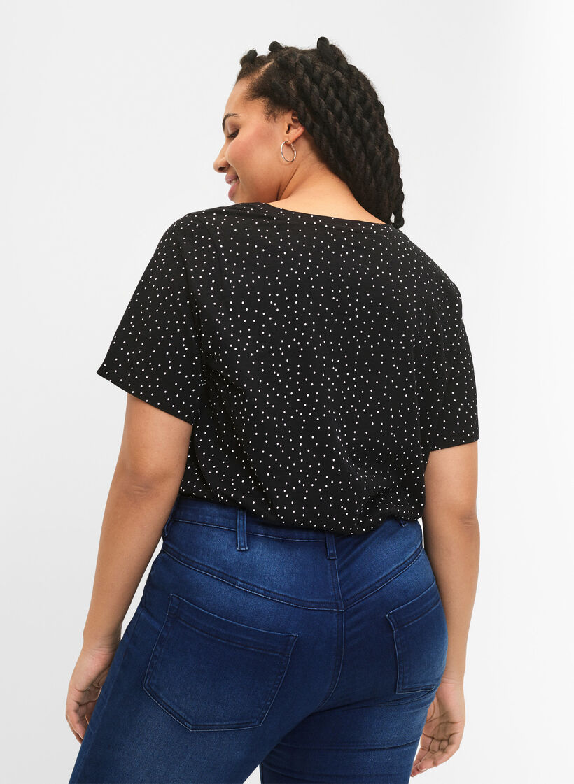T-skjorte i økologisk bomull med prikker	, Svart, Model image number 2