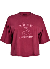 Kort T-skjorte med Loose fit, Mørk Bordeaux Kort T-skjorte med Loose fit
