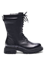 Wide fit skinnstøvler med glidelås og snøre, Black