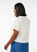 Teksturert bomullsbluse med knappelukking, Vanilje, Model image number 2