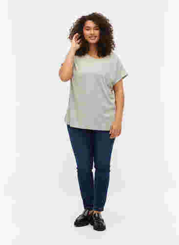 Kortermet T-skjorte i bomullsblanding, Heather Grey Mél, Model image number 2