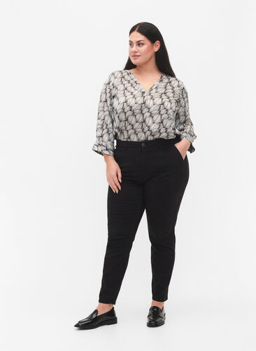 Chinos i bomull, Black, Model image number 0