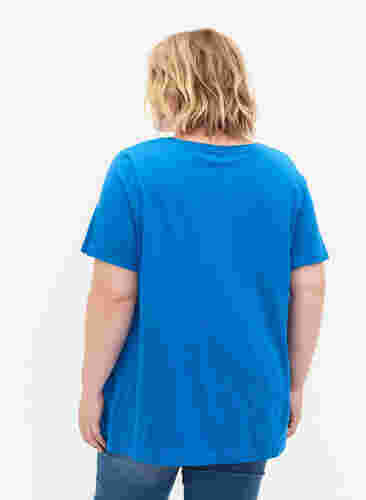Kortermet T-skjorte med A-form, French Blue, Model image number 1