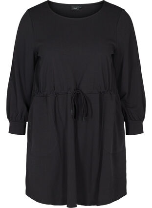 langermet tunika med lommer, Black, Packshot image number 0