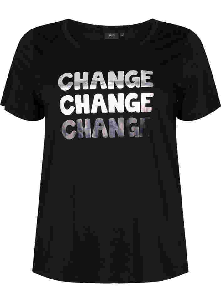 T-skjorte i bomull med korte ermer, Black Change, Packshot image number 0