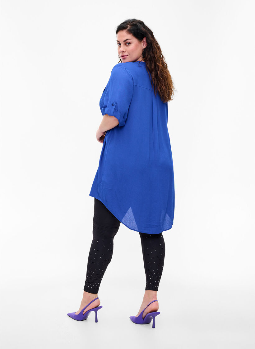 Leggings i viskose med stener, Black, Model image number 1