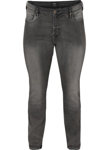 Slim fit Emily jeans med normal høyde i livet, Dark Grey Denim, Packshot image number 0