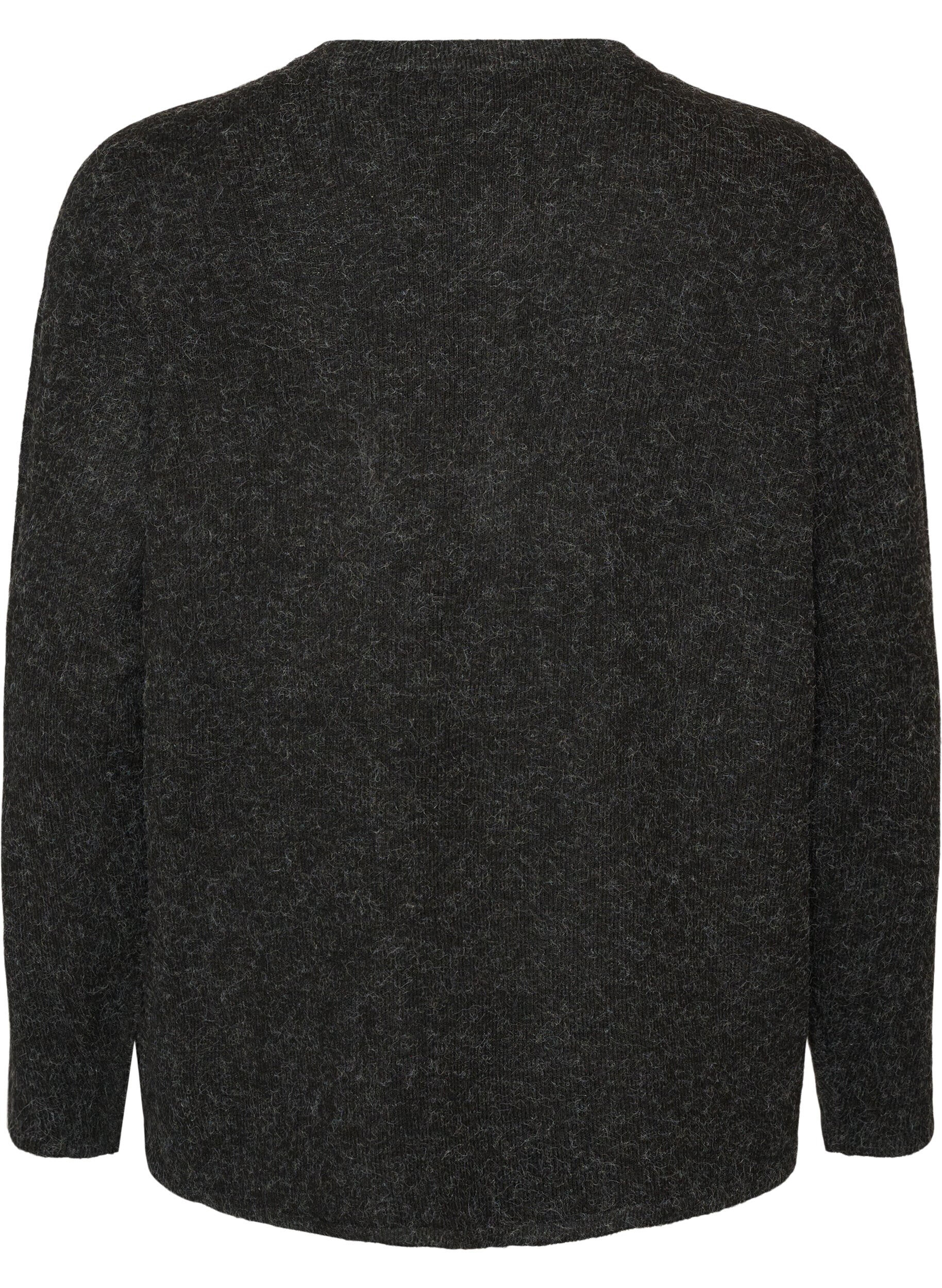 ZizziStrikket cardigan med rund hals og knappelukking, Gr&aring;, Packshot image number 1