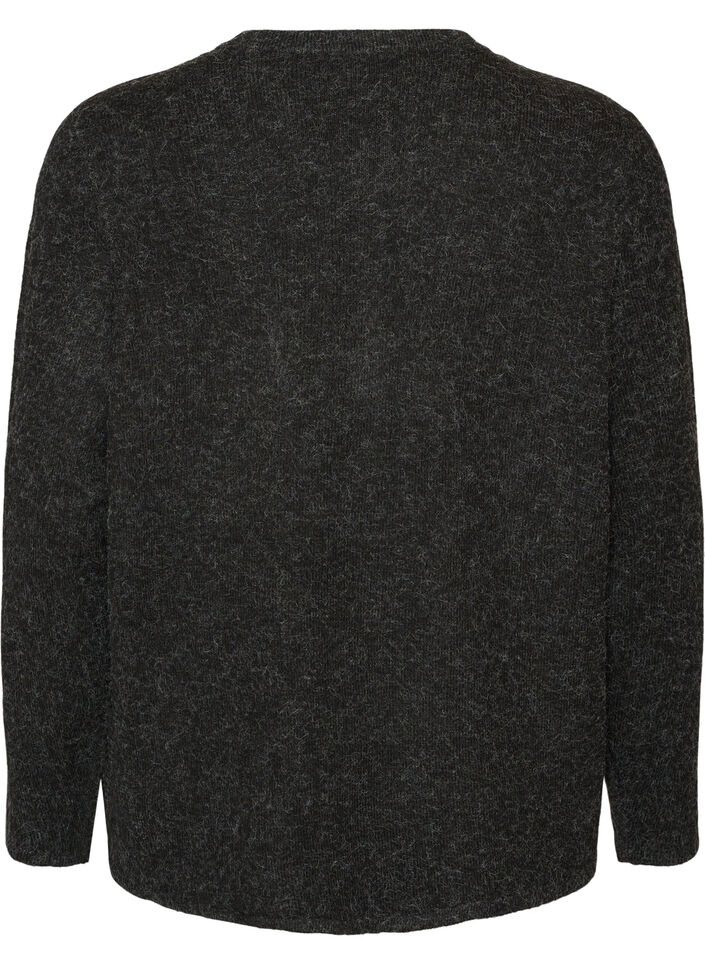 Strikket cardigan med rund hals og knappelukking, Gr&aring;, Packshot image number 1