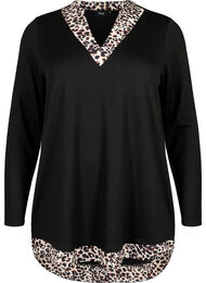Bluse med lange ermer og «look a-like»-skjorte, Black Leo AOP