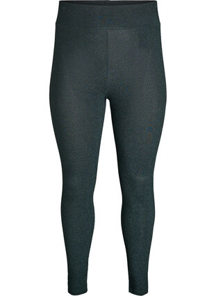 Zizzi Glittermønstrede leggings, Grønn, Packshot image number 0