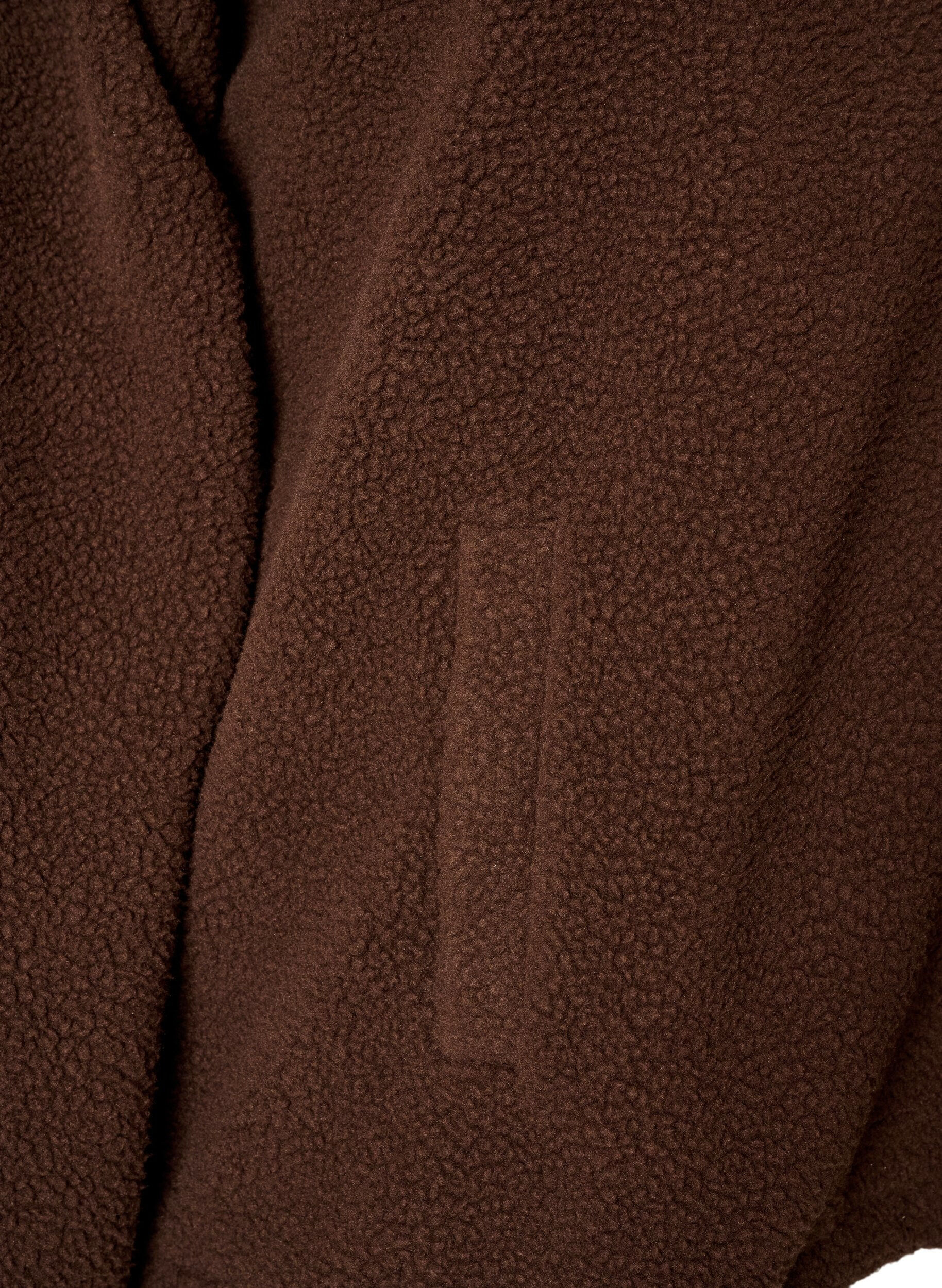 ZizziTeddyjakke med brodert kant i hullm&oslash;nster og h&oslash;y hals, Brun, Packshot image number 3