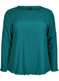 Langermet bluse med rhinsteiner, Rain Forest