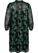 Blomstrete kjole i viskose med lurex struktur, Black w. Green Lurex, Packshot image number 1