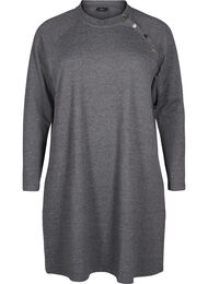 Jerseykjole med knapper, Dark Grey Melange