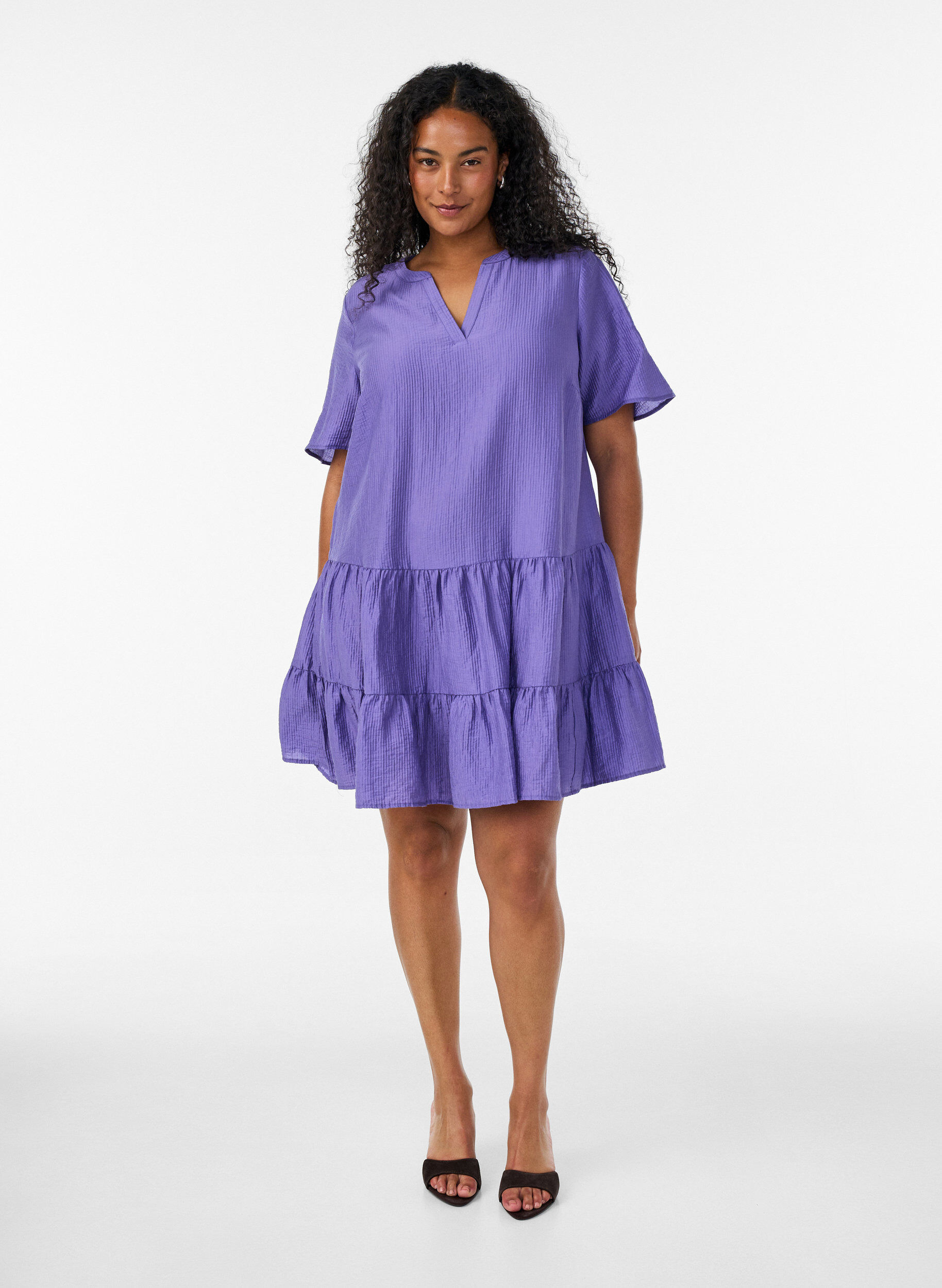 ZizziTeksturert A-line kjole, Lilla, Model image number 1