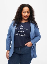 Enkel blazer med knappelukking, Blå Enkel blazer med knappelukking, Blå, Model
