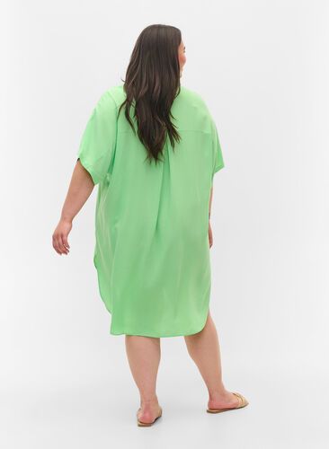 Lang viskose skjorte med 2/4-ermer, Summer Green, Model image number 1