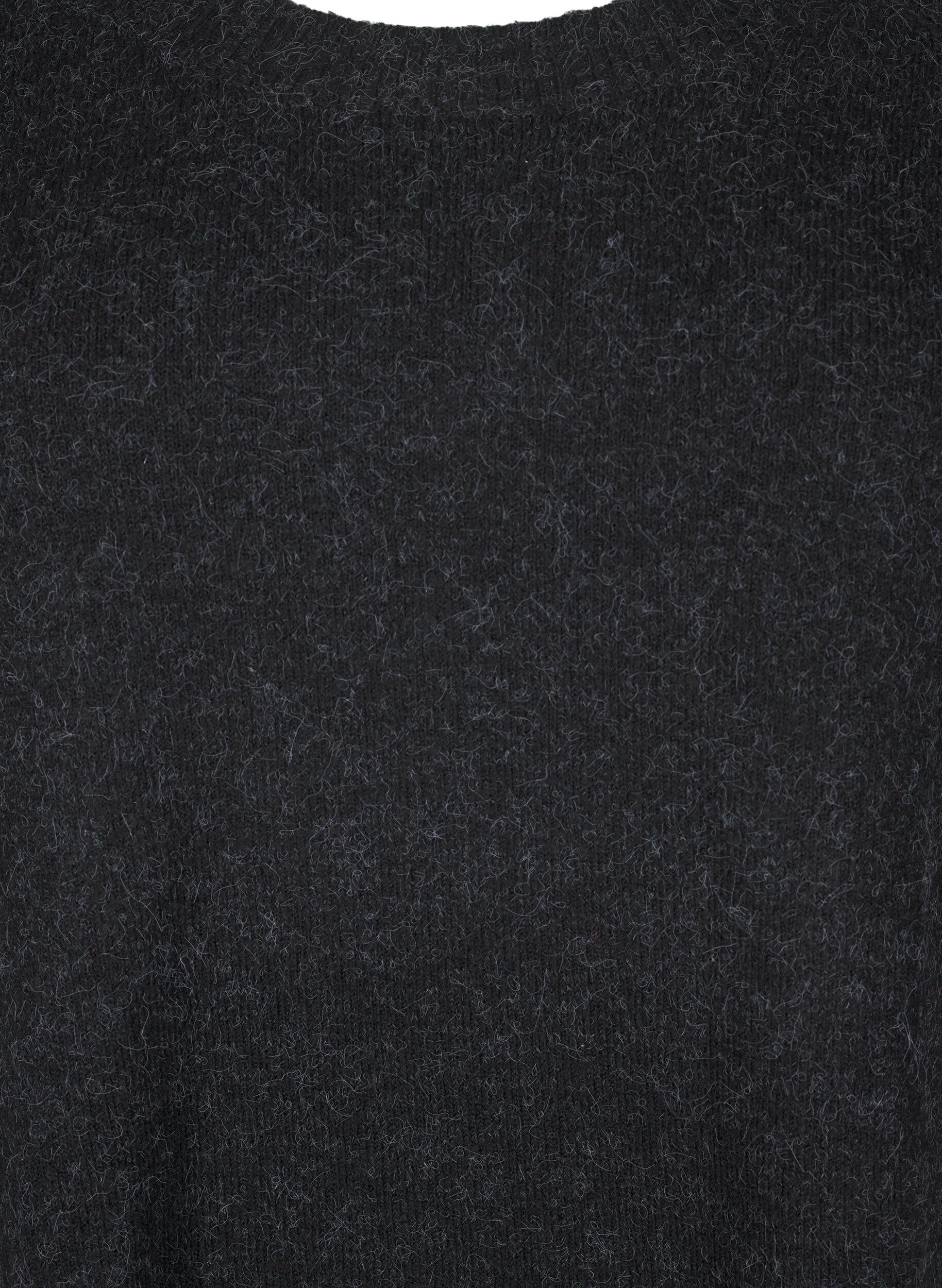 Zizzi Strikket bluse med perledetaljer, Dark Grey Melange, Packshot image number 2