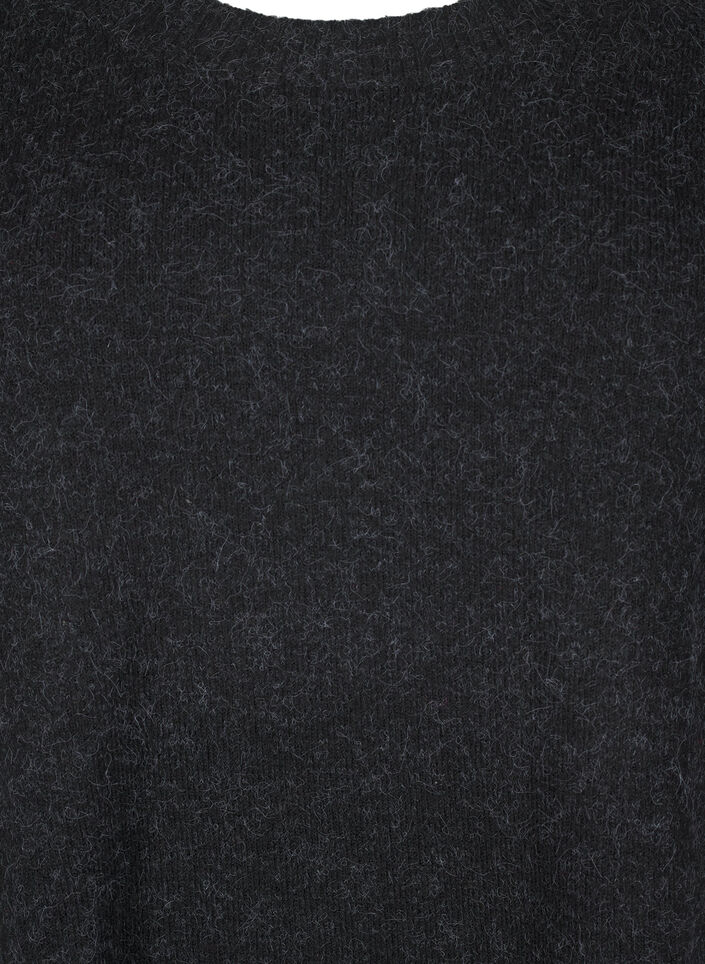 Strikket bluse med perledetaljer, Dark Grey Melange, Packshot image number 2