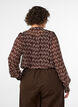Bluse med heldekkende trykk og kort knappestolpe, Brun, Model image number 2