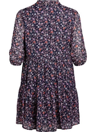 Zizzi Tunika med blomstermønster og glittertråder, Navy Flower AOP, Packshot image number 1