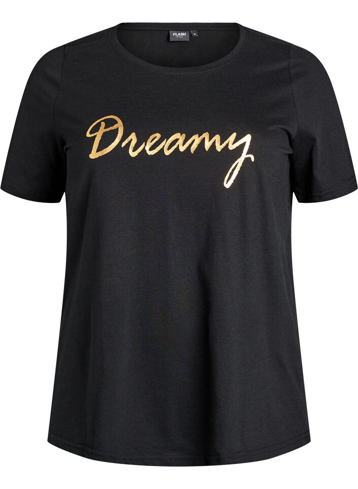 T-skjorte med trykk, Svart, Packshot image number 0