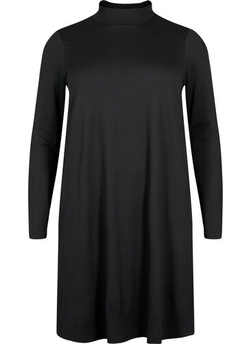 FLASH - Kjole med lange ermer og turtleneck, Black, Packshot image number 0