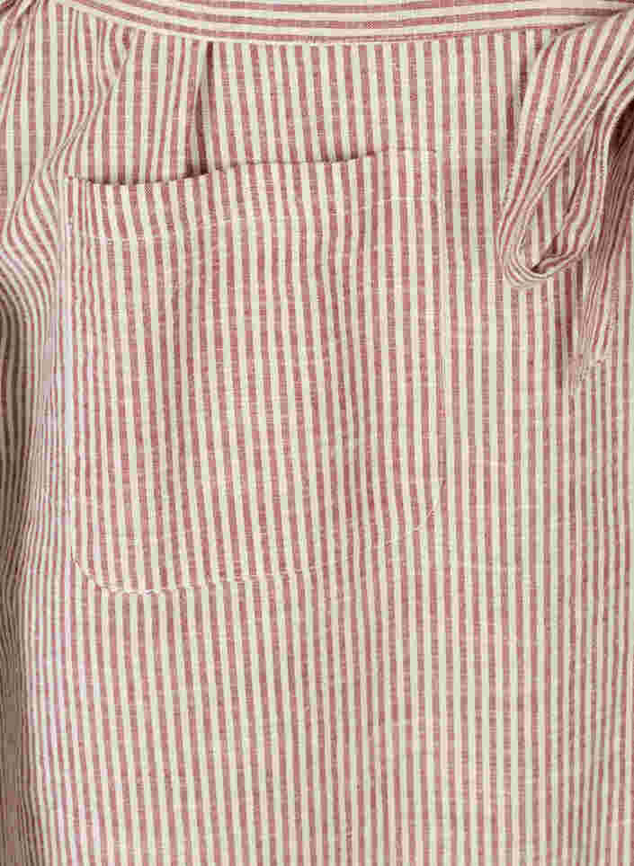 Stripete skjortekjole i bomull med lommer, Dry Rose Stripe, Packshot image number 3