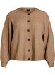 Ribbestrikket cardigan med knapper, Brun, Packshot image number 0