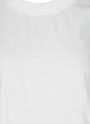 Tunika med 374-ermer og blonder, Bright White, Packshot image number 2