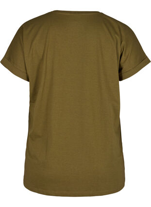 T-skjorte i bomullsmiks, Dark Olive Mel., Packshot image number 1