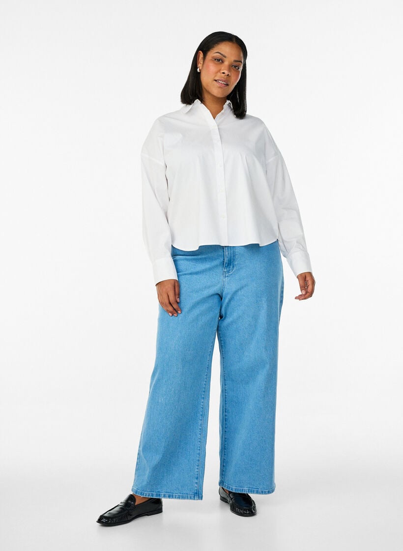 Klassisk bomullsskjorte med en Loose fit, Hvit, Model image number 1