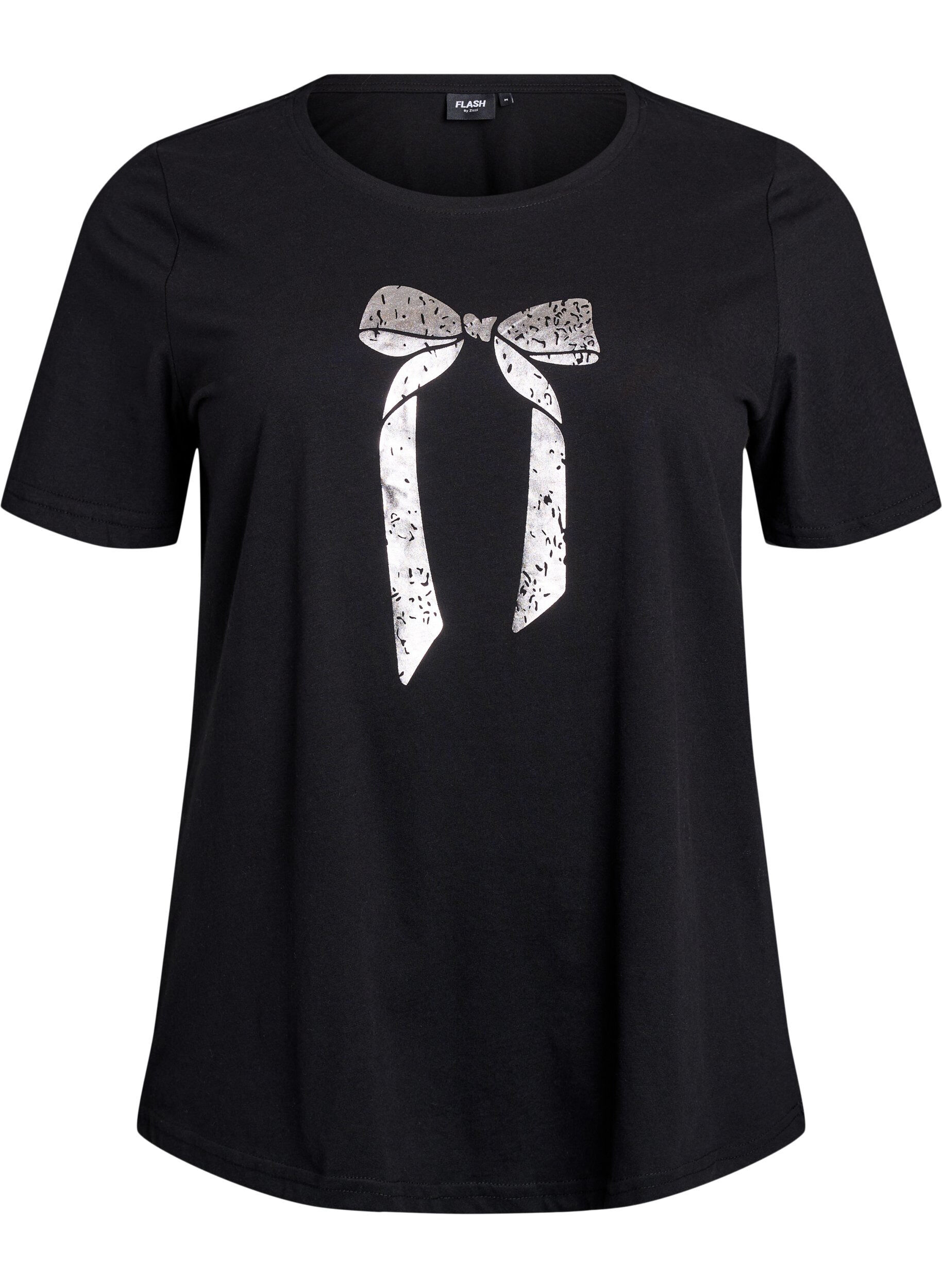 ZizziT-skjorte med trykk, Svart, Packshot image number 0