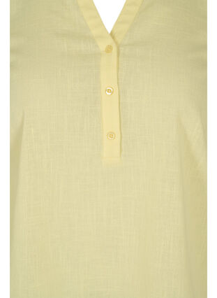 Bomullsbluse med V-hals, Yellow, Packshot image number 2