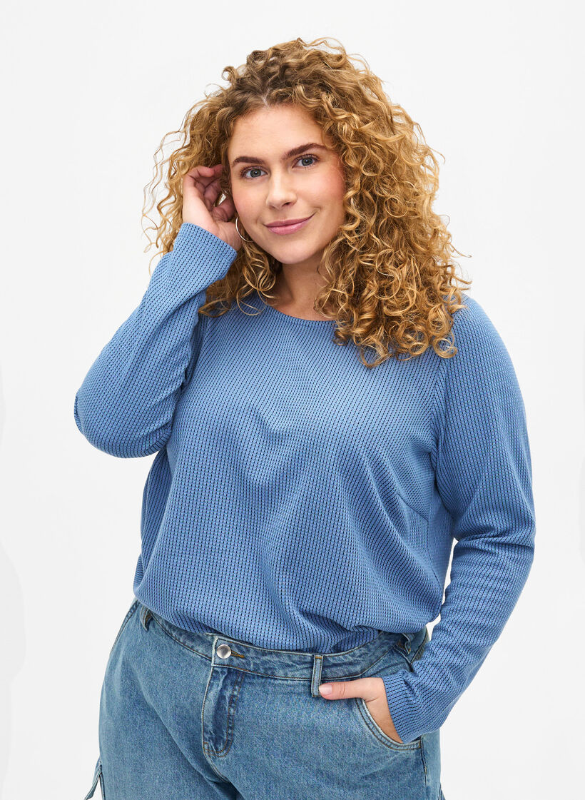 Bluse med struktur i A-snitt, Quiet Harbor, Model image number 0